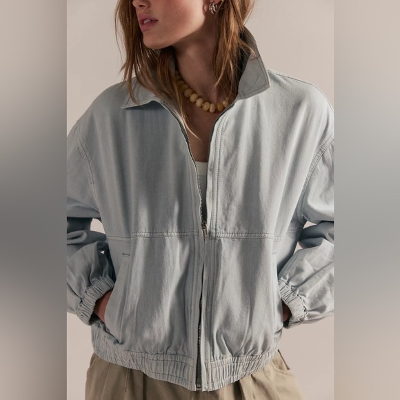 FREE PEOPLE Birdie Track Jacket in Pearl Blue S - Picture 2 of 7